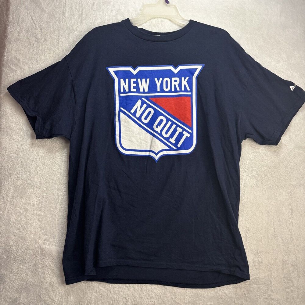 New York Rangers Shirt Gildan Mens Dark Blue XL #22 No Quit In New York